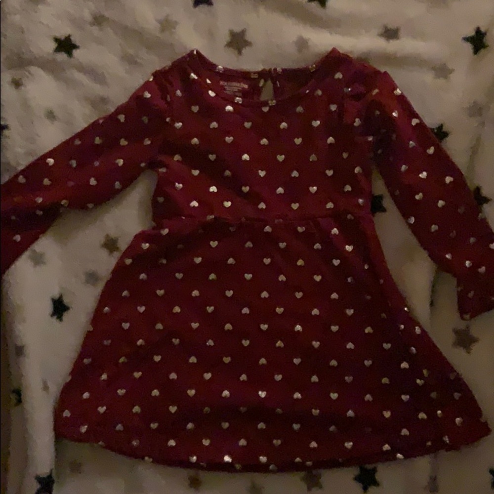 24 mos maroon with silver hearts dress